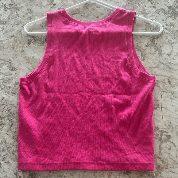 Hollister Ribbed High Neck Tank Top Pink Large - Picture 8 of 9